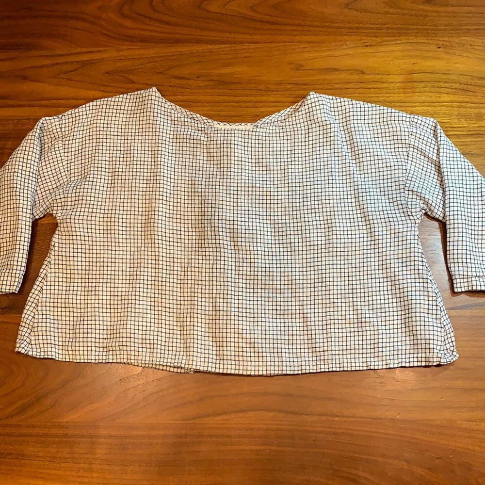 NotPerfectLinen cropped 3/4 sleeve top, XS